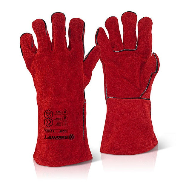Beeswift 14" Red Welders Gauntlet Fully Lined EN388 EN407 Cut Resistant