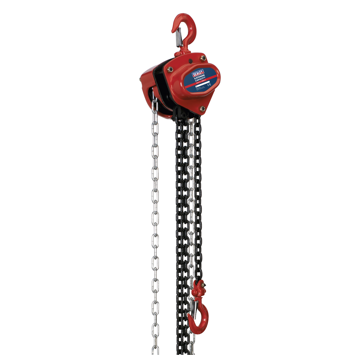 Sealey 0.5 Tonne Chain Block 2.5m Lift Heat Treated Gear Safety Hooks