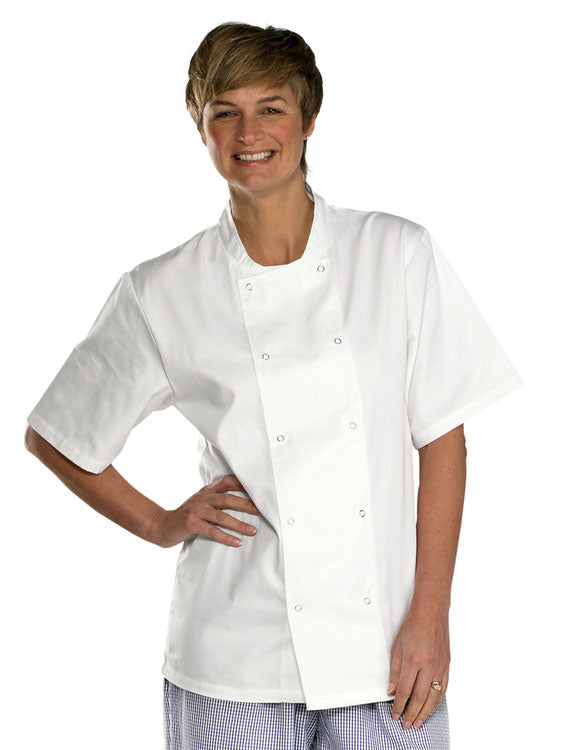 Beeswift Short Sleeve Chef Jacket 65% Polyester 35% Cotton Stud Fastening