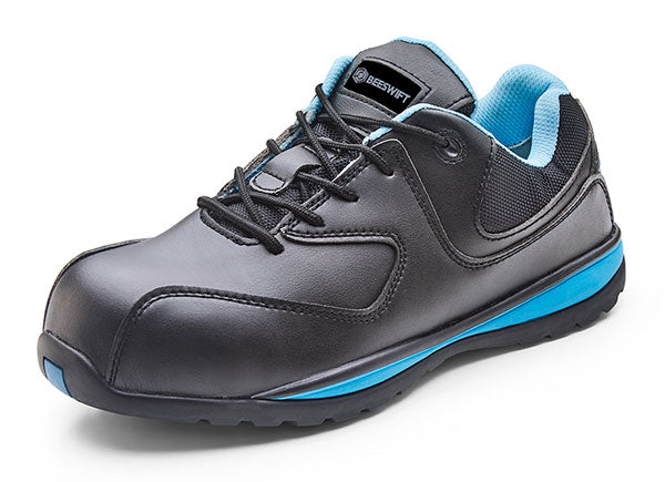 Beeswift Ladies Black Microfibre Trainers with Composite Toe Cap and Anti-Slip