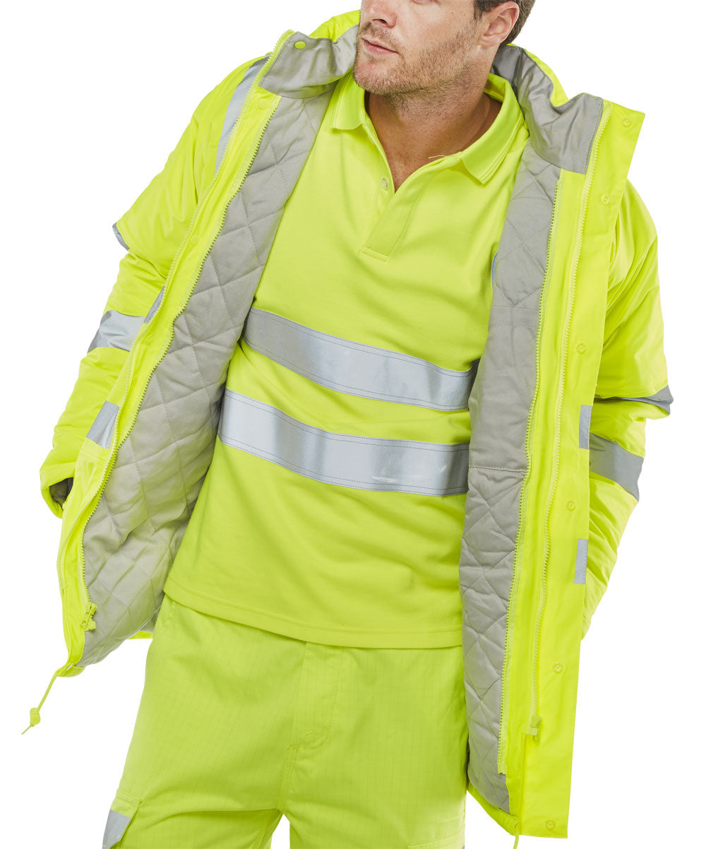 Beeswift Fire Retardant Anti-static Padded Jacket Hi-Viz Saturn Yellow