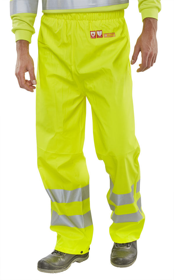 Beeswift Fire Retardant Anti-static Hi Vis Trousers Saturn Yellow EN Standards