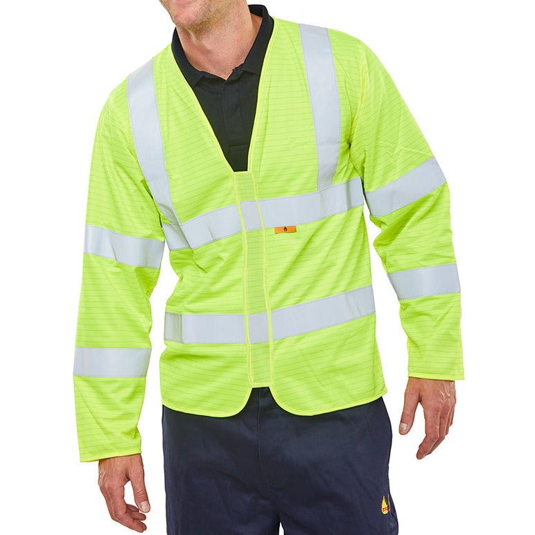Beeswift Fire Retardant Hi-Vis Jerkin Class 3 with Reflective Tape 100% Poly
