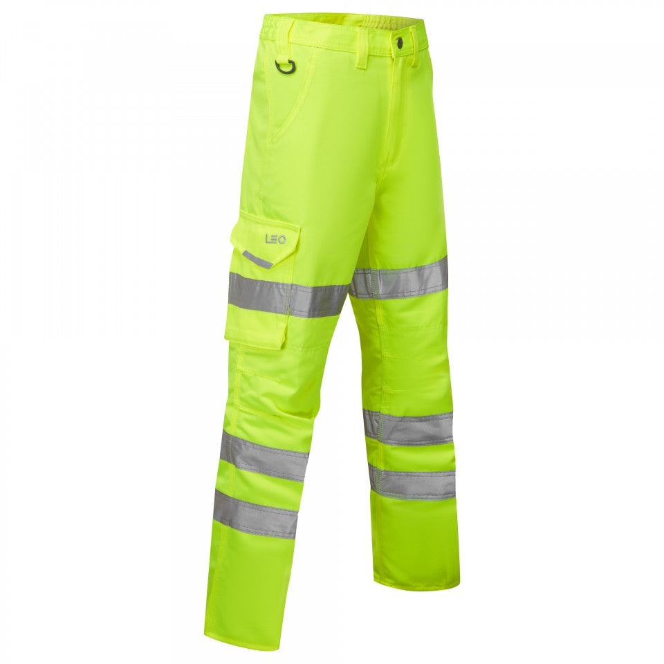Leo Workwear EcoViz Womens Cargo Trousers Hi-Vis Orange with Knee-Pad Pockets