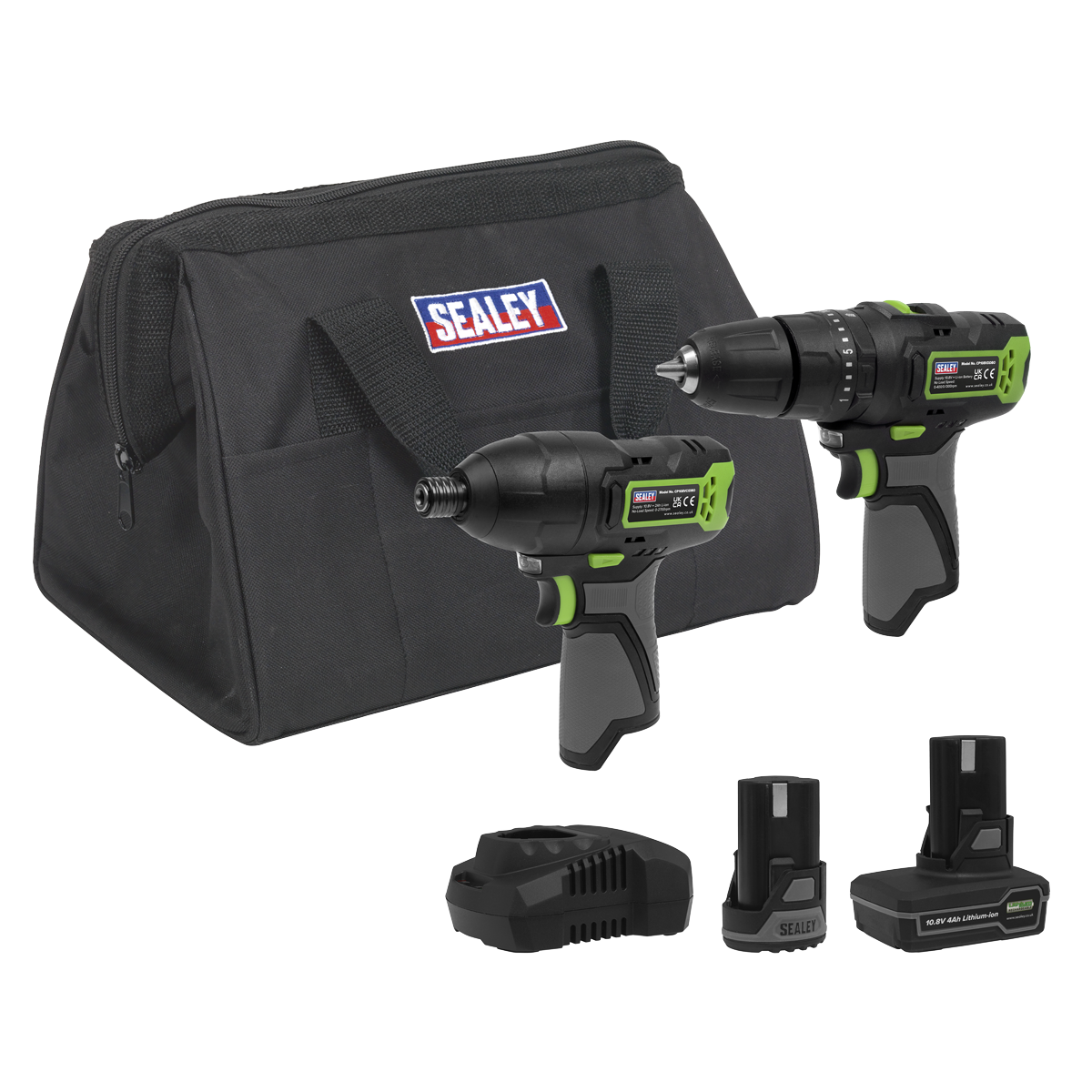 Sealey 10.8V SV10.8 Combi Drill & Impact Driver Kit with Batteries & Charger