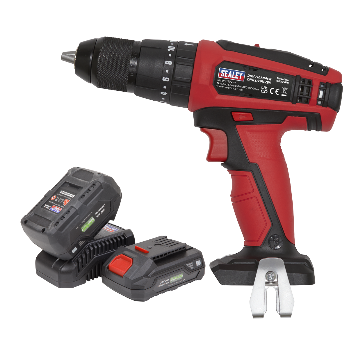 Sealey 20V Combi Drill Kit with 2 Batteries, Hammer Function, Keyless Chuck