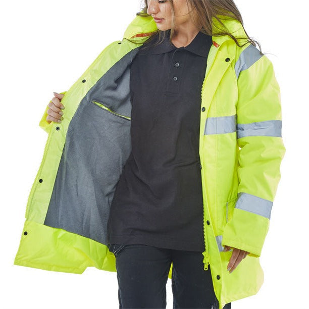 Beeswift Fleece Lined Traffic Jacket High Visibility Saturn Yellow EN ISO20471