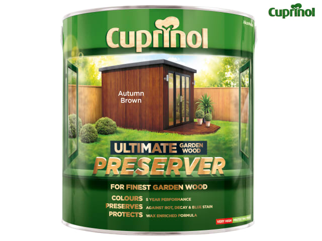 Cuprinol Ultimate Garden Wood Preserver 4L Autumn Brown UV Protect. Weatherproof