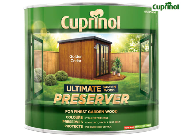 Cuprinol Ultimate Garden Wood Preserver 1L Golden Cedar UV Protect. Weatherproof
