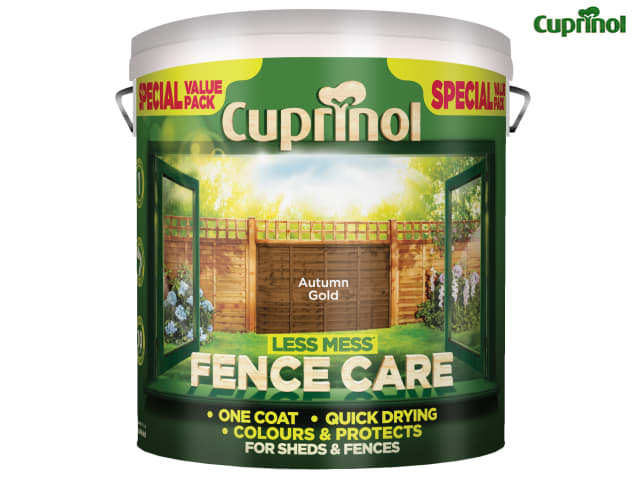 Cuprinol Less Mess Fence Care 6L Autumn Gold Quick-Drying Low Odour