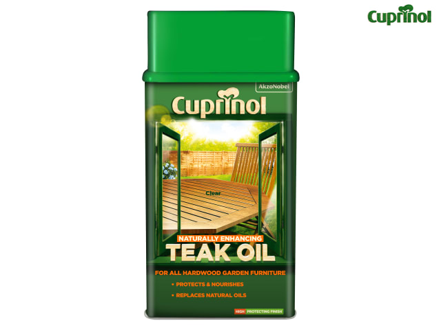 Cuprinol Naturally Enhancing Teak Oil Clear 1L for Hardwood Protection
