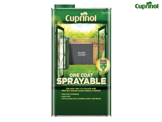 Cuprinol One Coat Sprayable Fence Treatment 5L Silver Copse Quick Drying