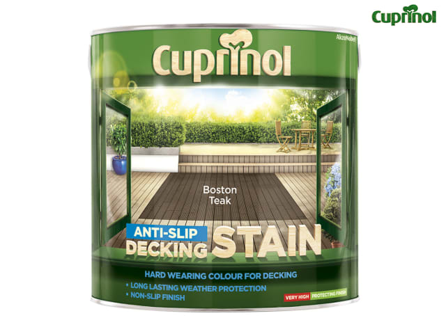 Cuprinol Anti-Slip Decking Stain Boston Teak 2.5L Semi-Transparent Finish