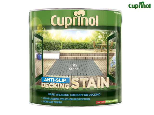 Cuprinol Anti-Slip Decking Stain 2.5L City Stone Semi-Transparent Matt Finish