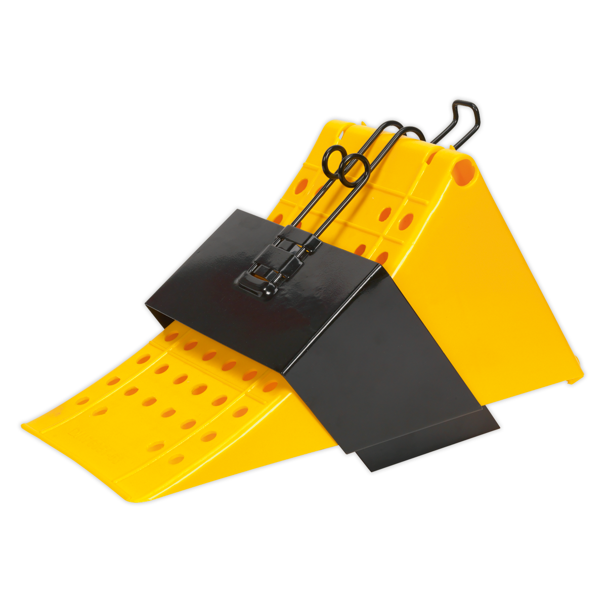 Sealey Wheel Chock with Bracket High-Density Plastic Anti-Slip Steel Bar
