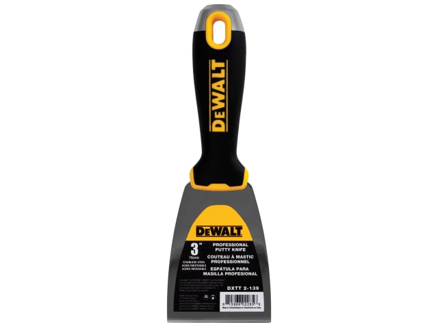 DEWALT 75mm Hammer End Jointing Filling Knife Stainless Steel Soft Grip Handle