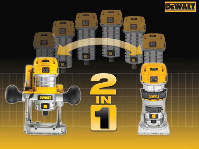 DEWALT D26204K 1/4in Plunge & Fixed Base Router 900W Variable Speed 240V