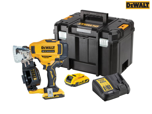 DEWALT DCN45RND2 XR Brushless Roofing Coil Nailer 18V with 2 Batteries & Charger