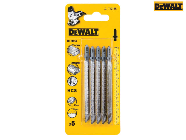 DEWALT HCS Jigsaw Blades Pack of 5 T101BR for Wood and Laminates