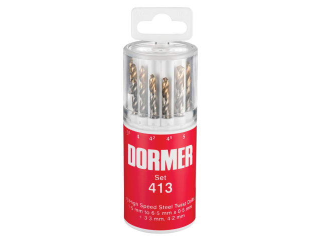 Dormer A094 HSS TiN Coated Drill Set 13pcs 1.5-6.5mm in Select-A Drill Case
