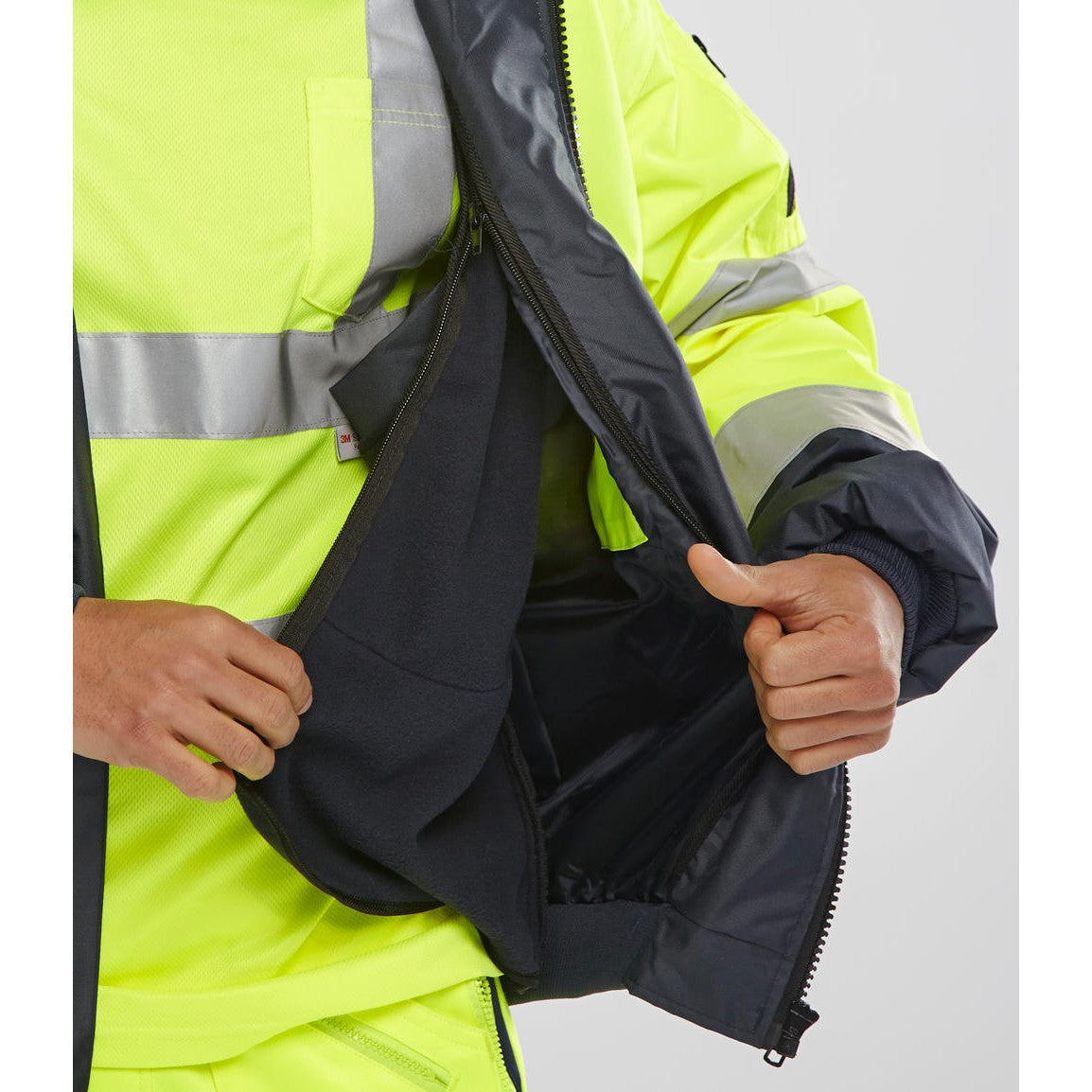 Europa Bomber Jacket Saturn Yellow Navy Removable Sleeves Fleece Liner