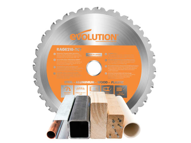 Evolution 210mm Multi-Material Mitre Saw Blade 24T for Wood Steel Aluminium