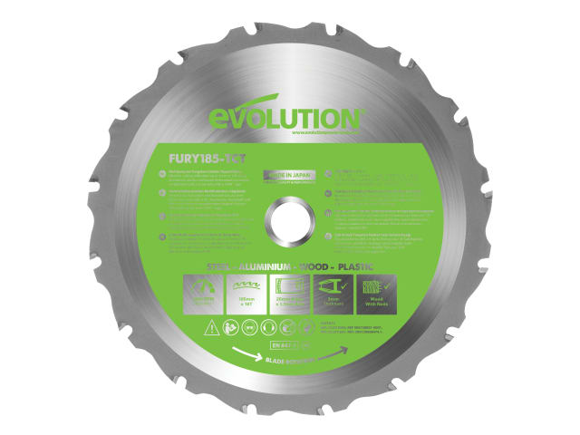 Evolution FURY Multi-Purpose TCT Circular Saw Blade 185mm 20mm 16T Durable