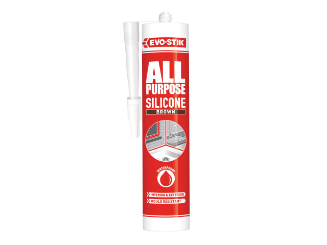 EVO-STIK All Purpose Flex Silicone Sealant Brown C20 Waterproof Mould Resistant