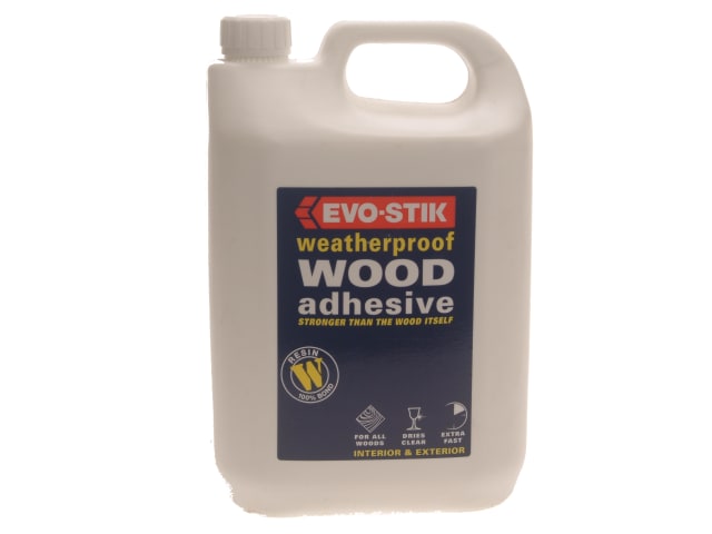 EVO-STIK Wood Glue Exterior 5L Fast Setting Weatherproof Strong Bond D3