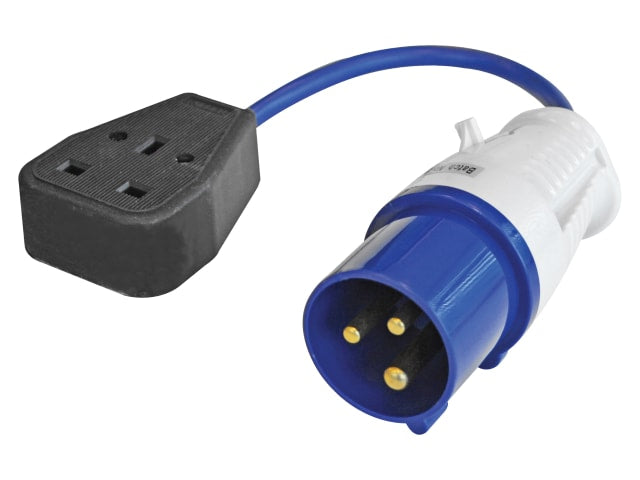 Faithfull Power Plus Fly Lead 240V 3-Pin Plug to Socket 35cm Camping Generator