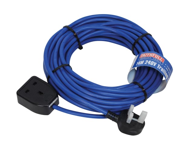 Faithfull Power Plus 14m Trailing Lead 240V 13A Heavy-Duty 1.5mm Cable