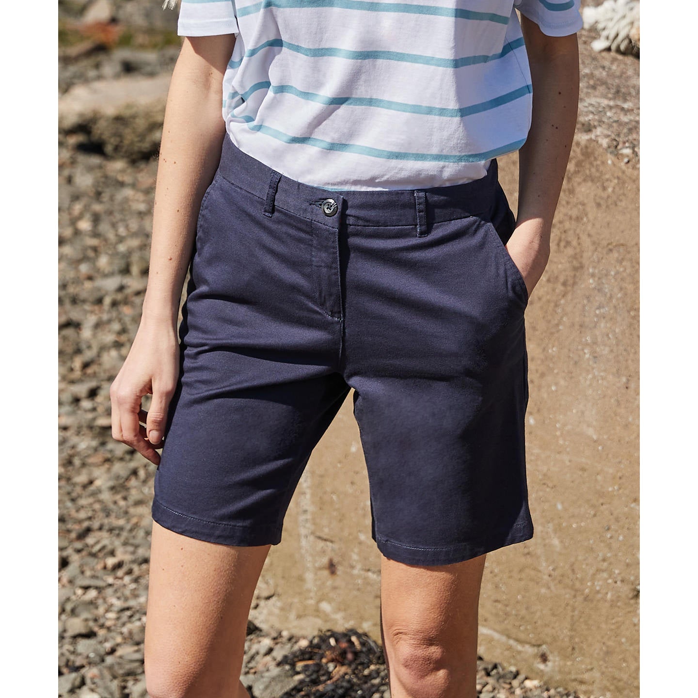 Front Row Women's Stretch Chino Shorts Lightweight Smart Casual Flat Front