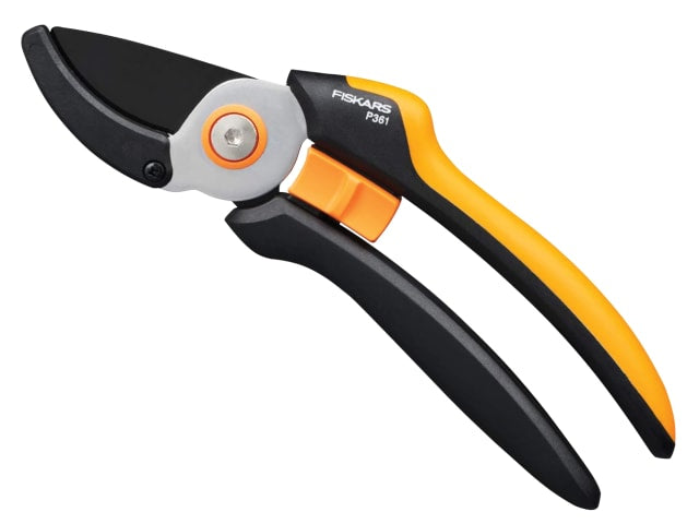 Fiskars P361 Solid Anvil Pruner Lightweight Steel Blade SoftGrip Handle 20mm