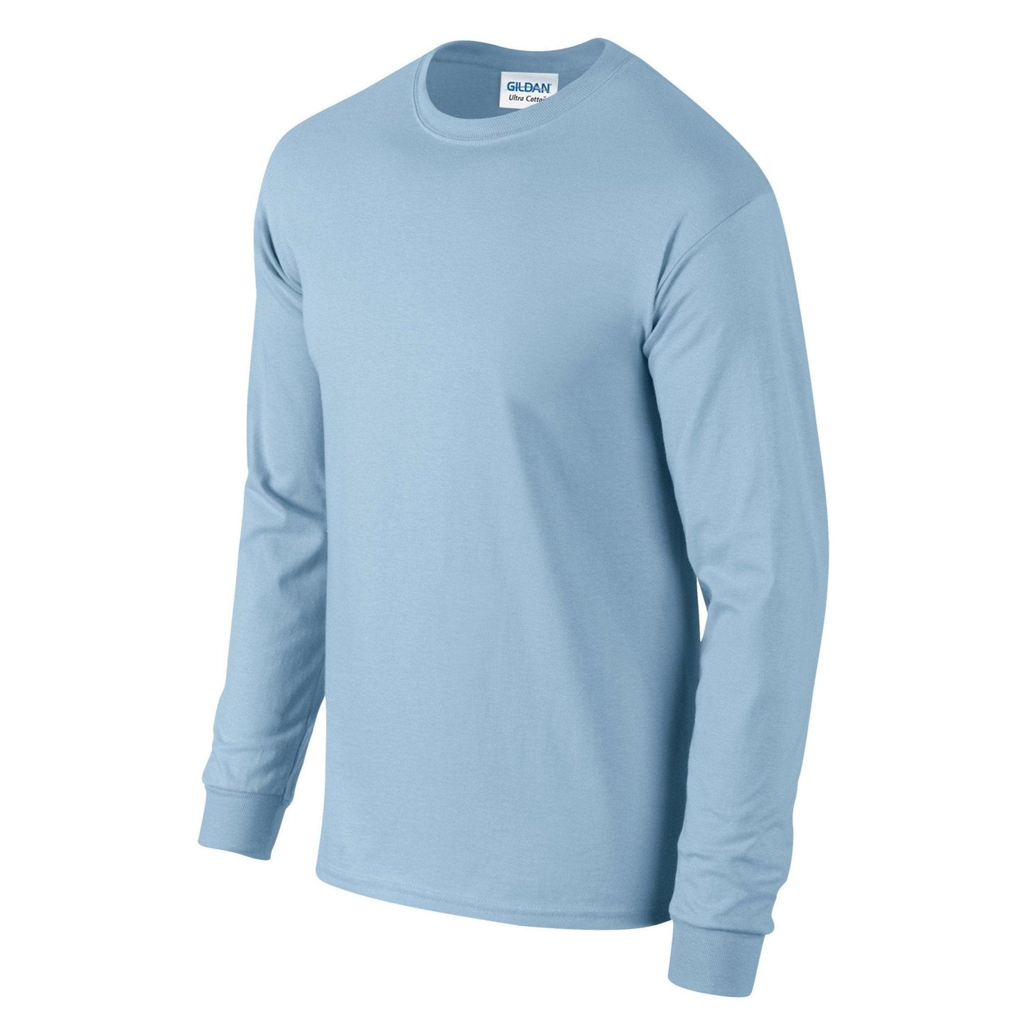 Gildan Ultra Cotton Long Sleeve T-Shirt Light Blue 100% Cotton Classic Fit