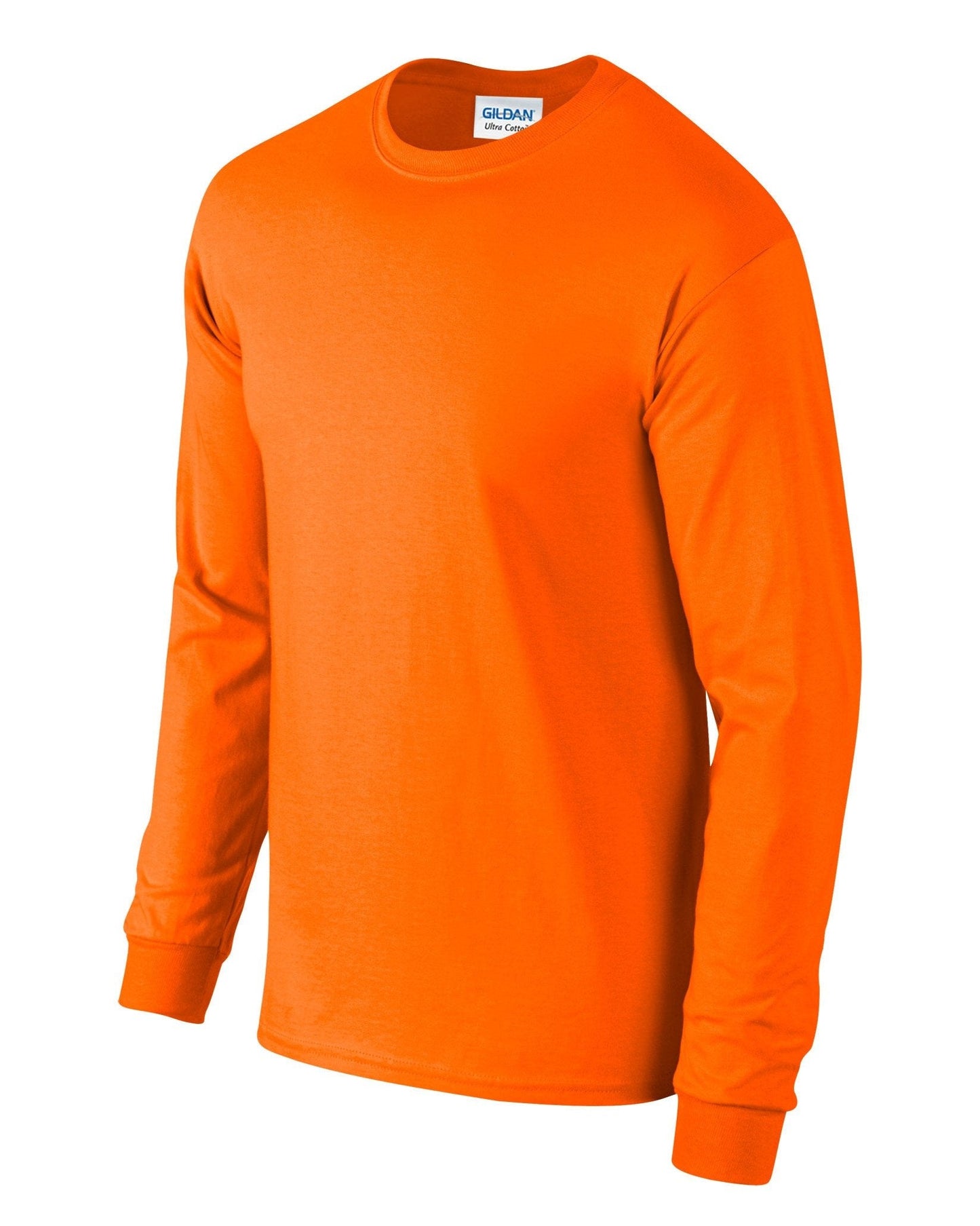 Gildan Ultra Cotton Long Sleeve T-Shirt Safety Orange 100% Cotton Classic Fit