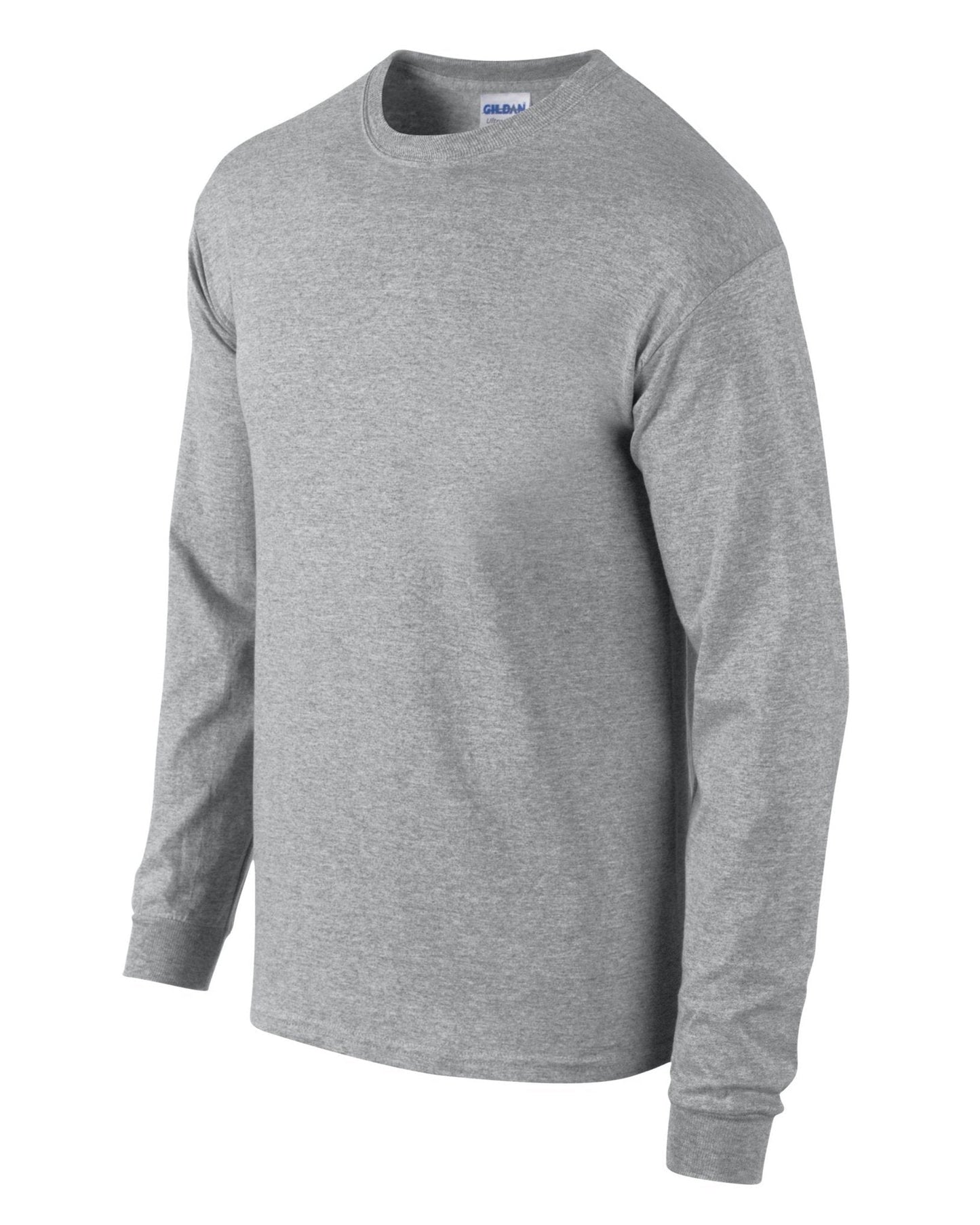 Gildan Ultra Cotton Long Sleeve T-Shirt Sport Grey 100% Cotton Sizes S-5XL