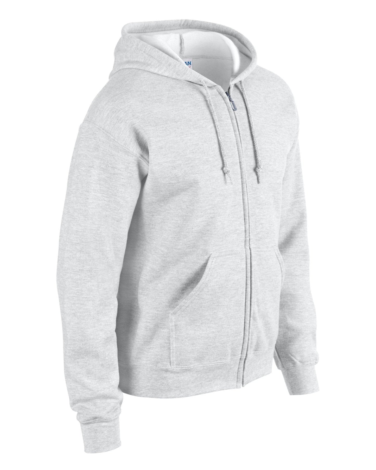 Gildan Heavy Blend Full Zip Hooded Sweatshirt Ash Unisex Pouch Pockets
