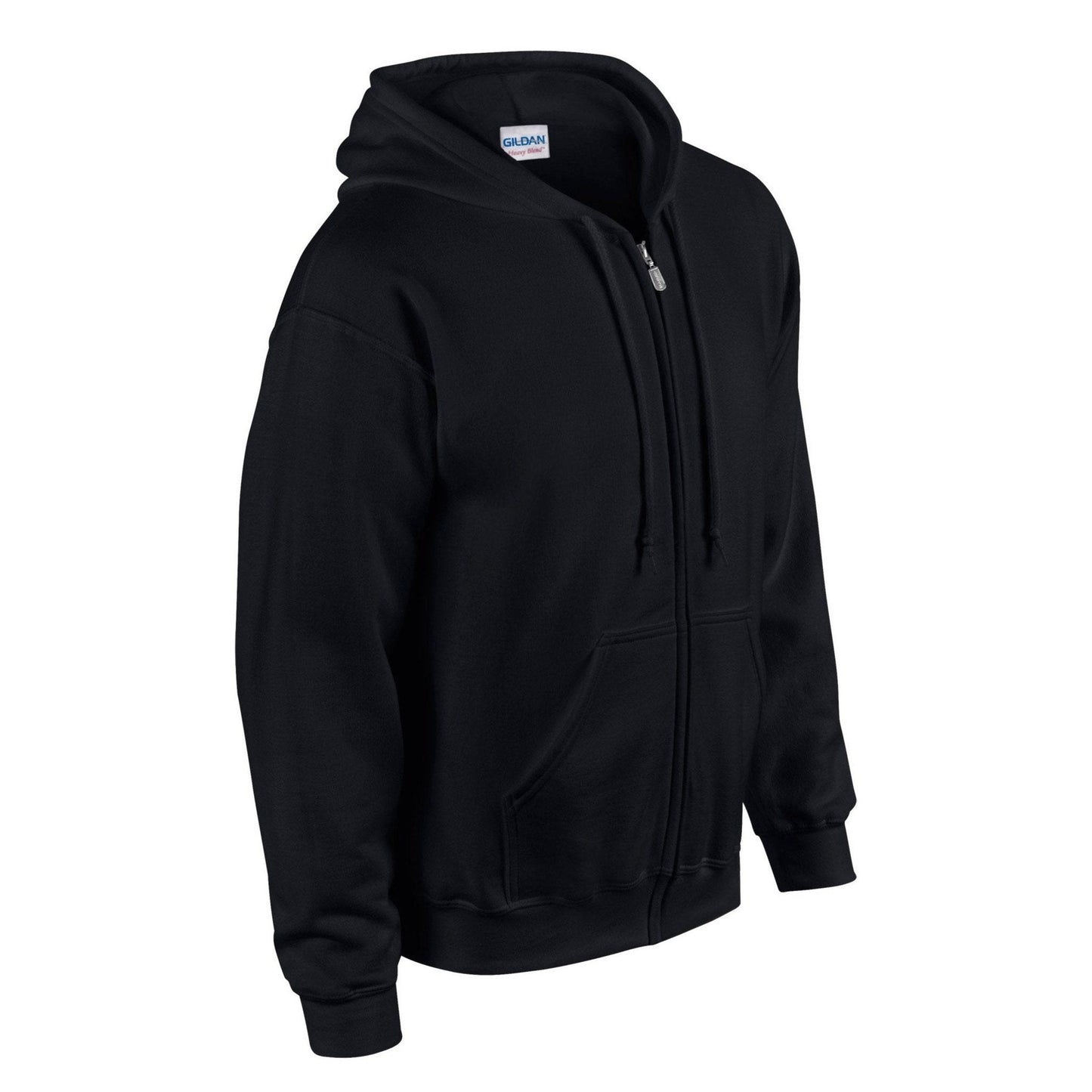 Gildan Heavy Blend Full Zip Hooded Sweatshirt Black Pouch Pockets Unlined Hood