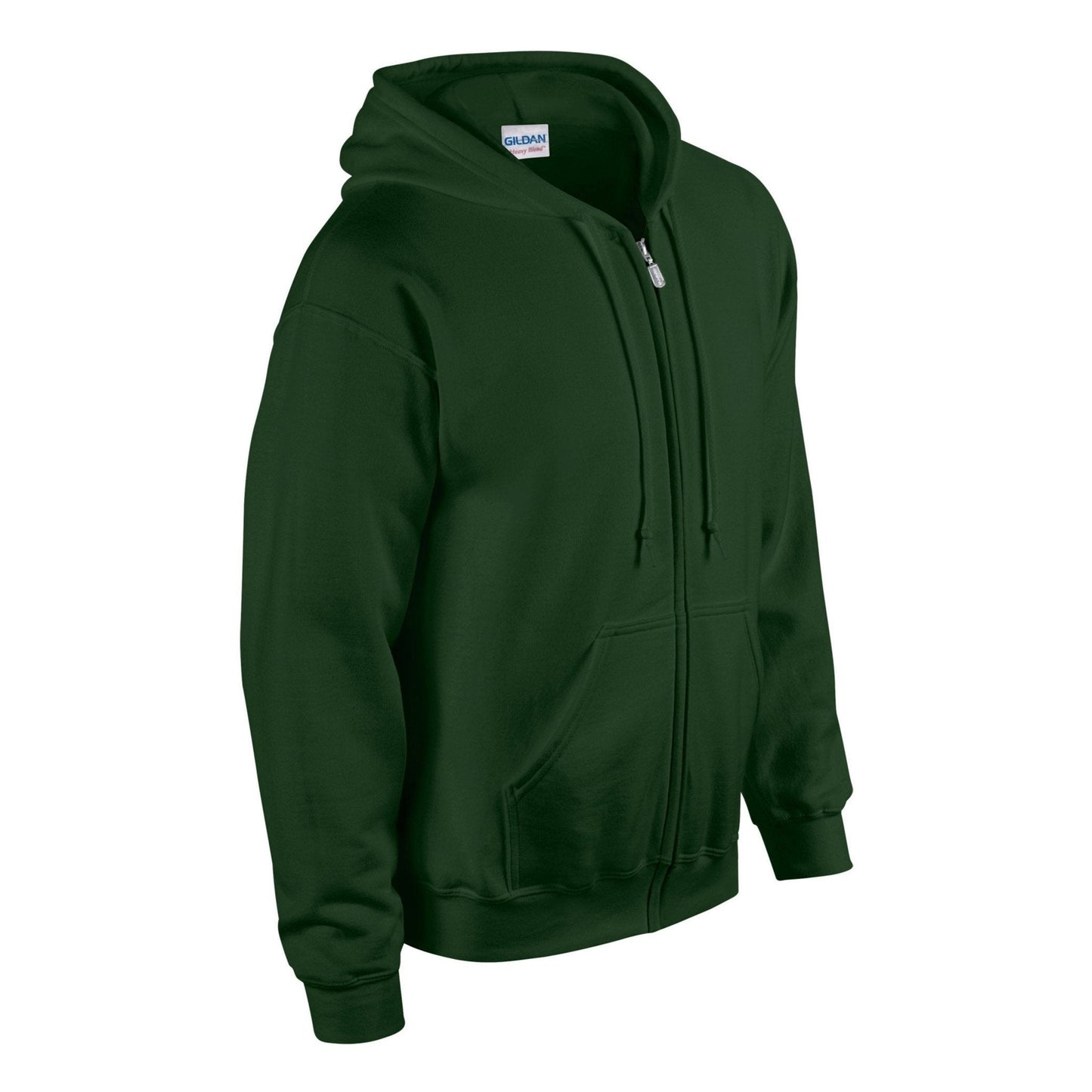 Gildan Heavy Blend Full Zip Hooded Sweatshirt Forest Green Pouch Pockets