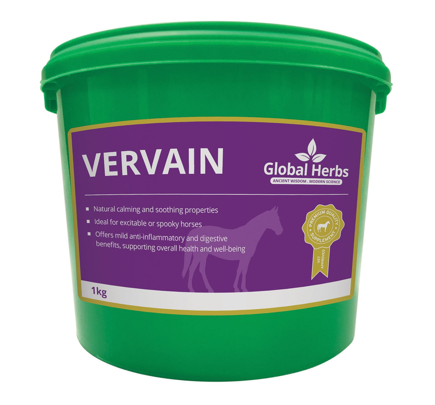 Global Herbs Vervain Natural Calming Supplement for Horses Anxiety Relief