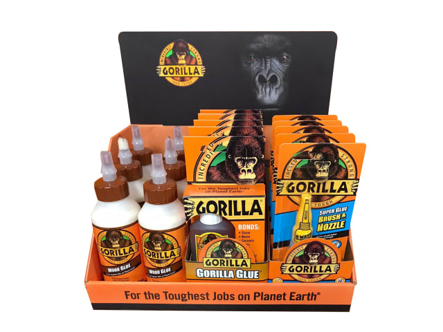 Gorilla Glue Mixed CDU 5x60ml Polyurethane 6x236ml Wood Glue 6xSuperglue