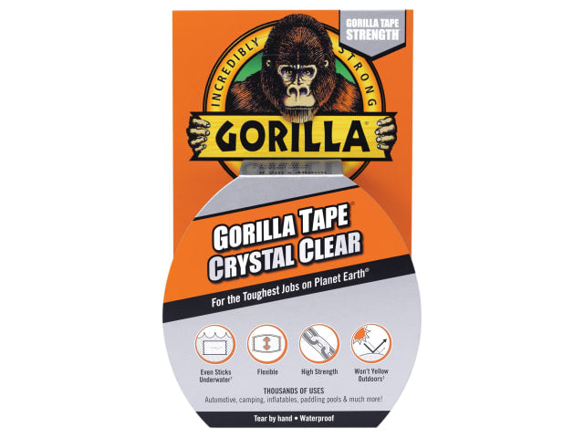 Gorilla Tape Crystal Clear 48mm x 8.2m Extra Thick Adhesive Weatherproof