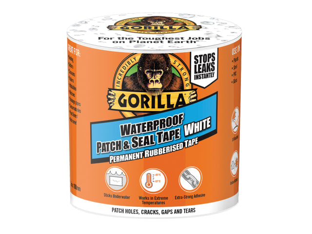 Gorilla Waterproof Patch & Seal Tape 100mm x 3m White Strong Leak Repair
