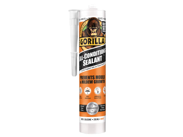 Gorilla All Condition Sealant White 295ml Waterproof Mould Resistant Flexible