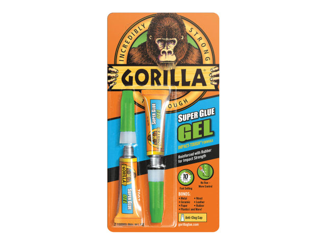 Gorilla Superglue Gel Twin Pack 3g Non-Run Control Ideal for Vertical Surfaces