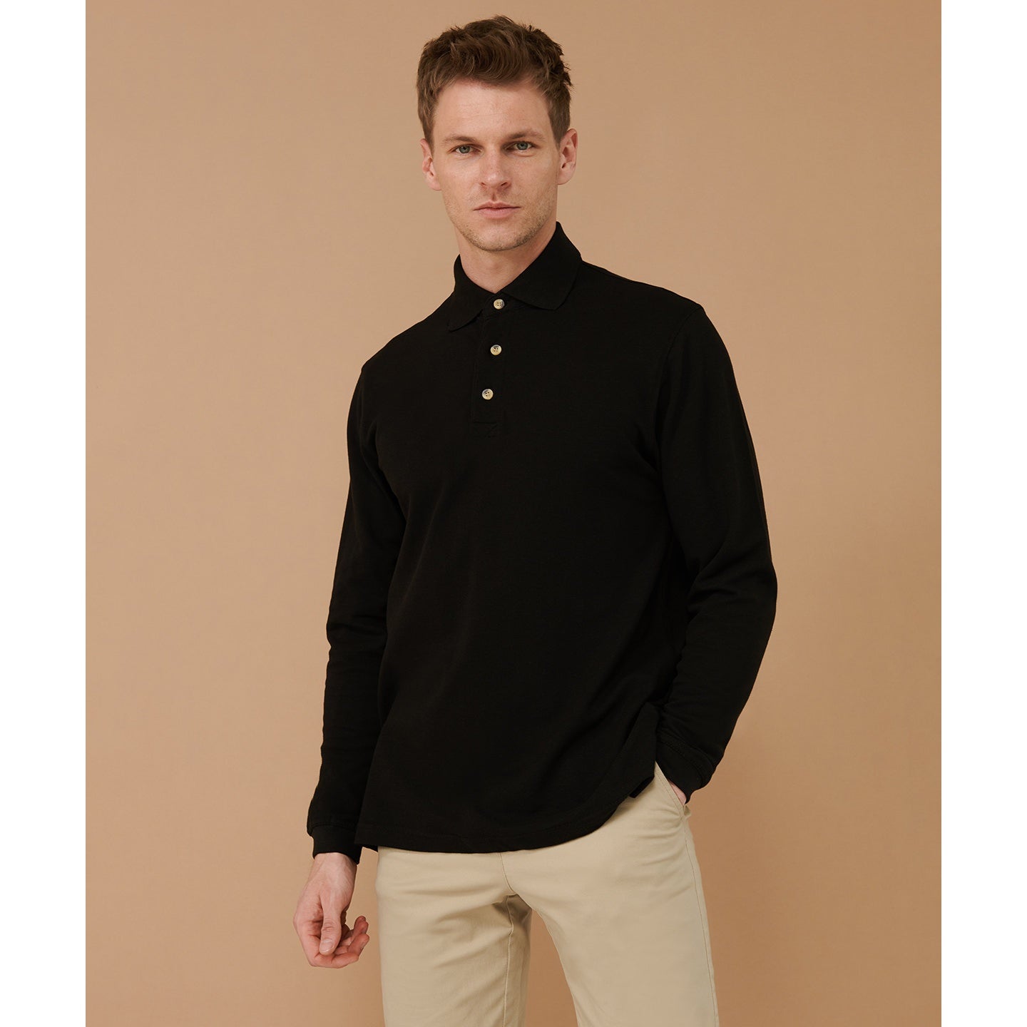 Henbury Long Sleeve Cotton Polo Shirt 100% Cotton Classic Fit Corporate Wear