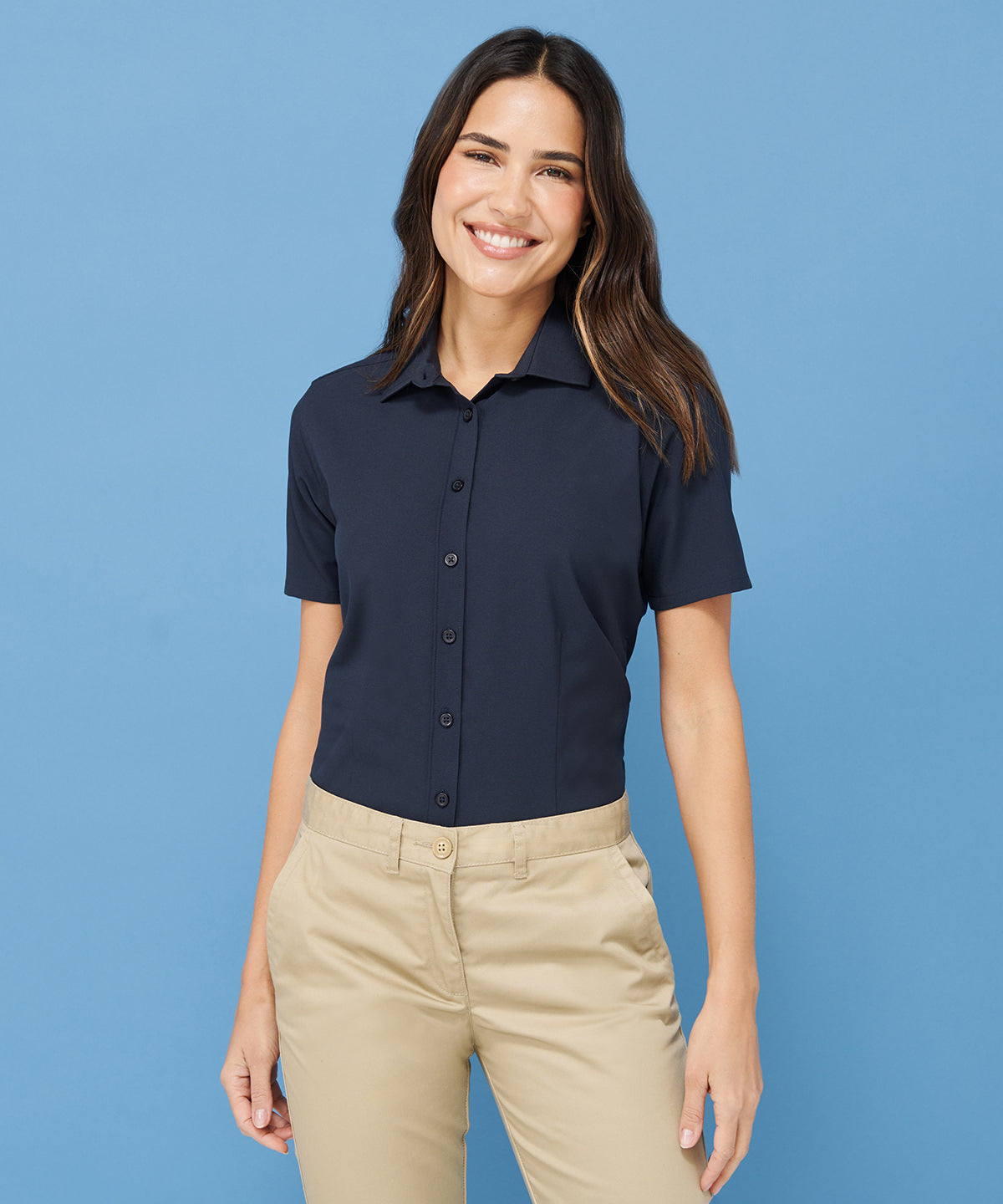 Henbury Women's Antibacterial Wicking Short Sleeve Shirt Quick Dry UVPF 50