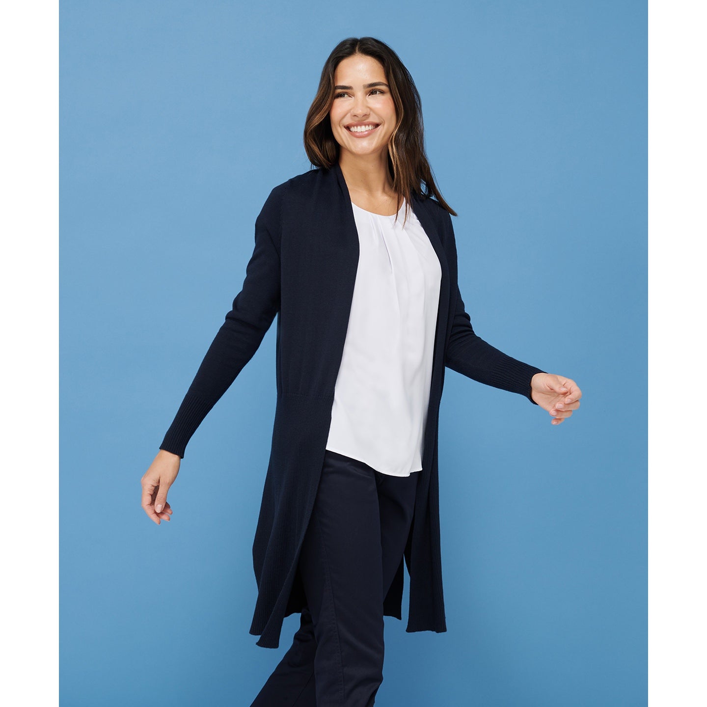 Henbury Women's Longline Open Cardigan 50% Cotton 50% Acrylic Modern Style