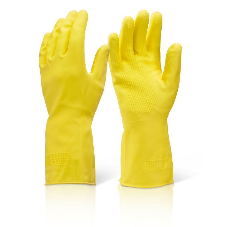Beeswift Heavy Weight Rubber Gloves Neoprene Latex Chemical Resist. Flock Lined