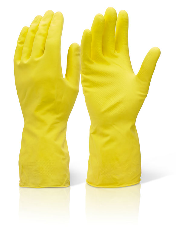 Beeswift Medium Weight Household Gloves Natural Rubber Latex Food Safe Comfort